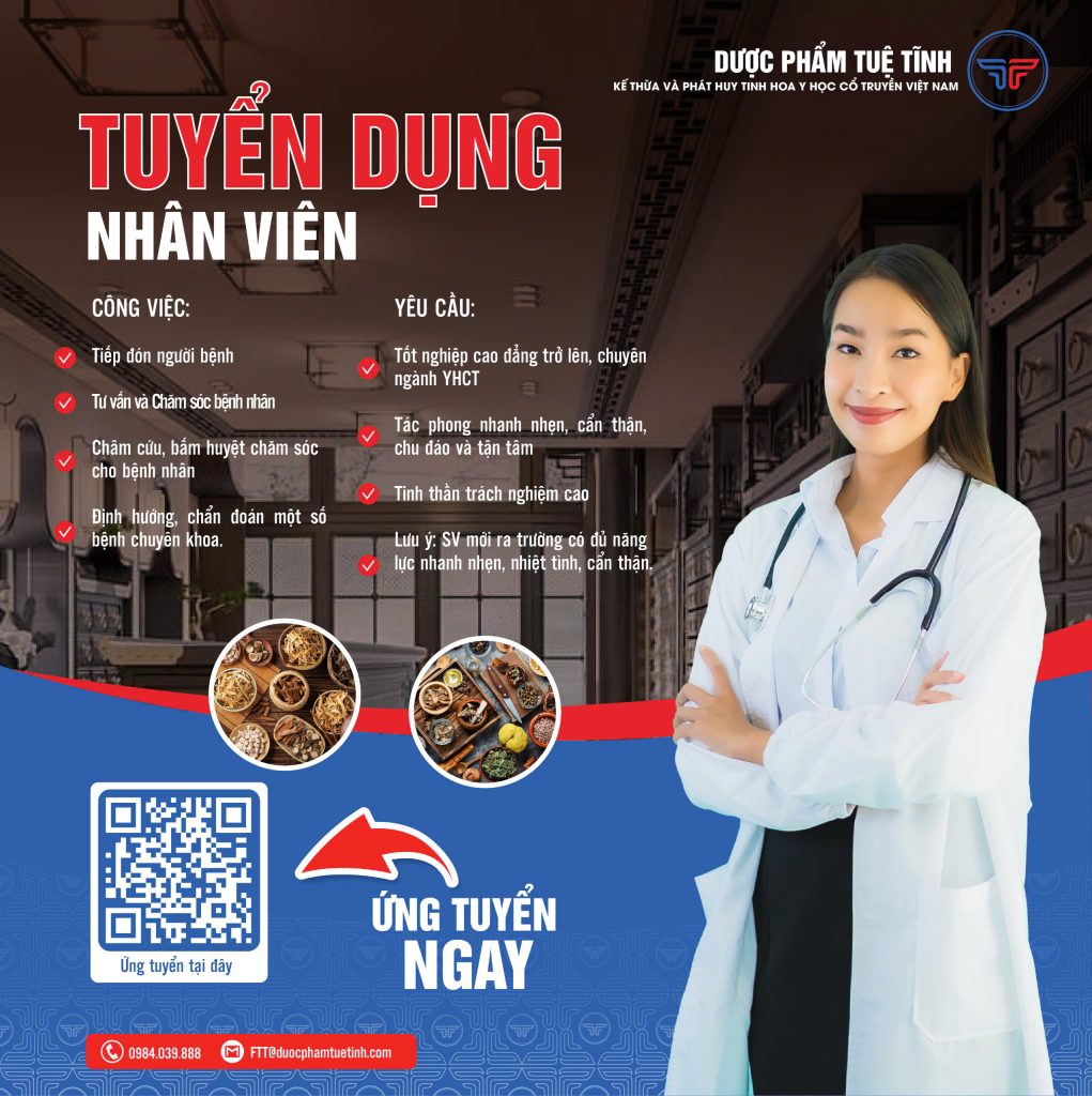 Phòng khám Tuệ Tĩnh Đường tuyển dụng nhân viên 